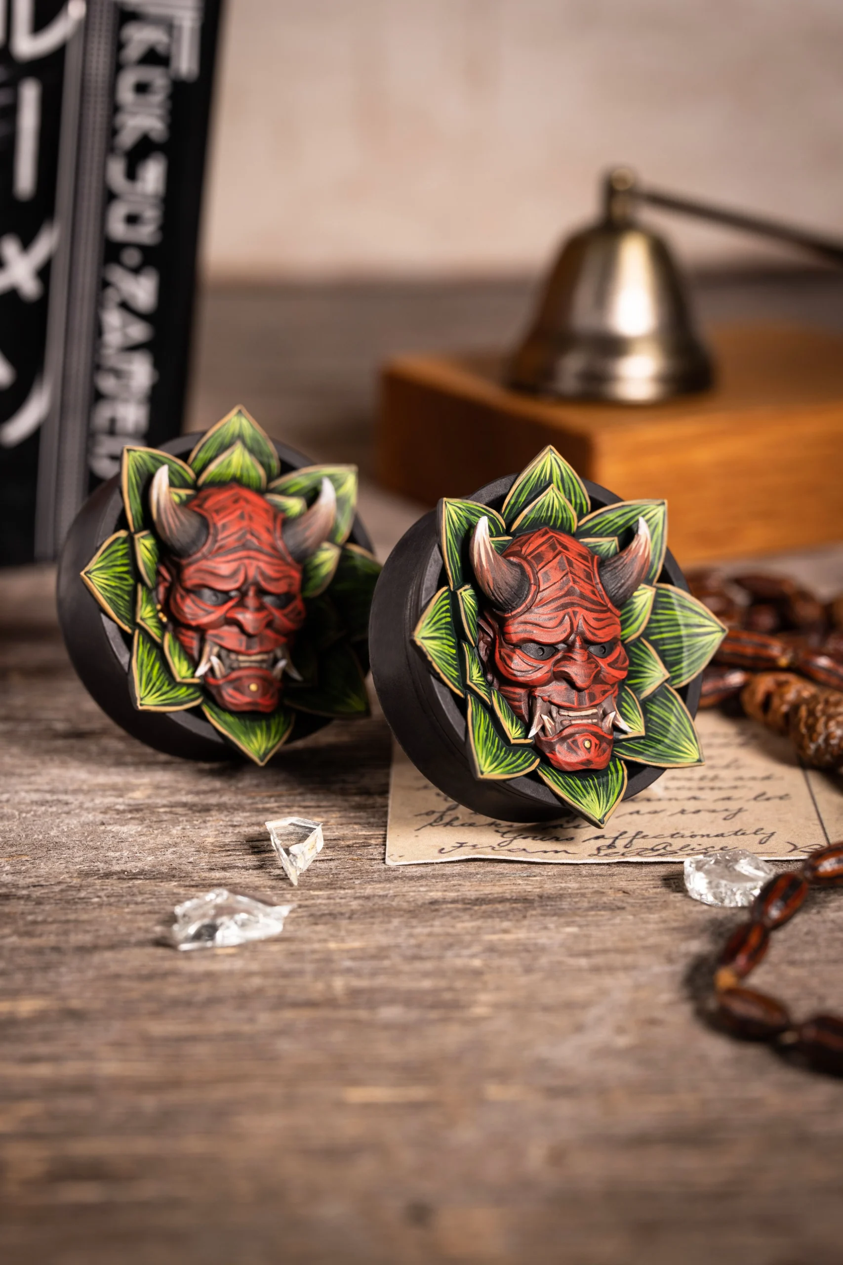 Hannya with Lotus - Double Flared Ear Plugs - Image 2