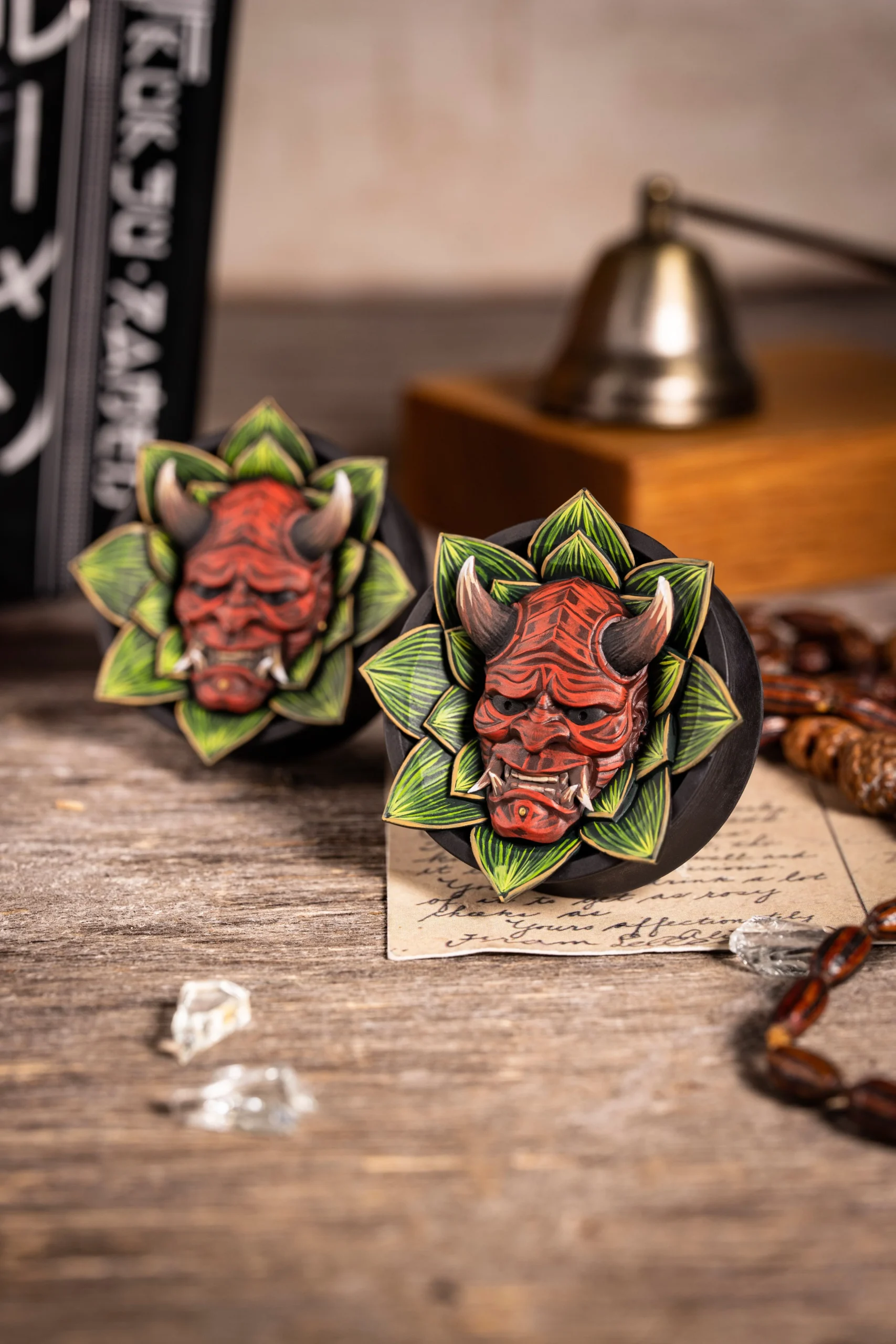 Hannya with Lotus - Double Flared Ear Plugs - Image 4