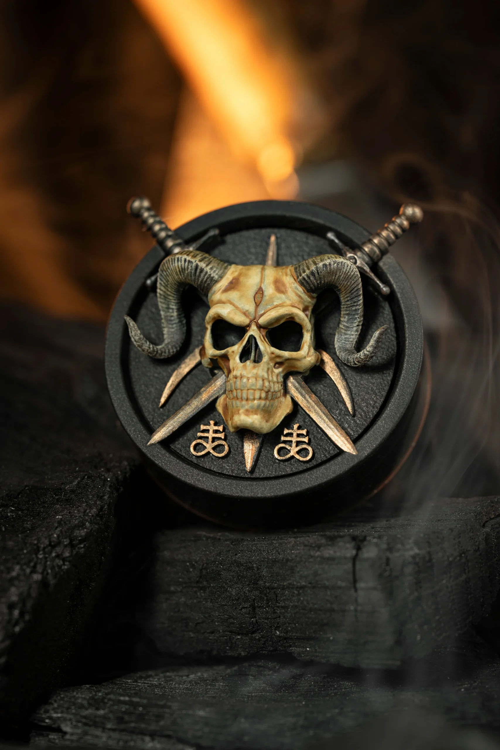 Demonic Horned Skull - Double Flared Ear Plugs - Image 2