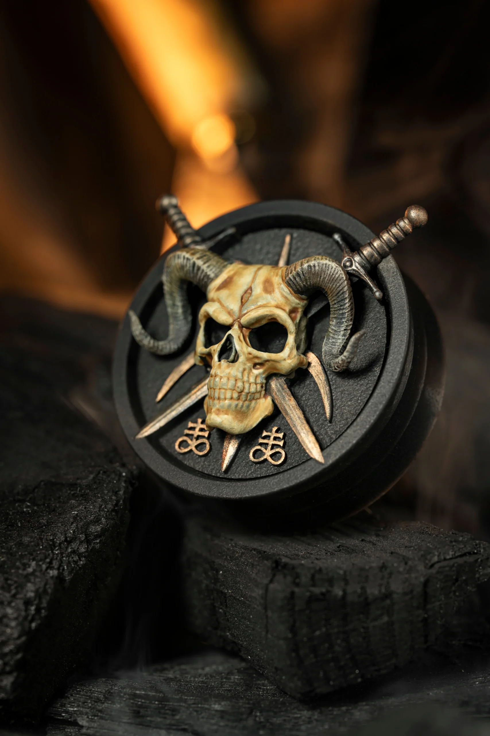 Demonic Horned Skull - Double Flared Ear Plugs - Image 3