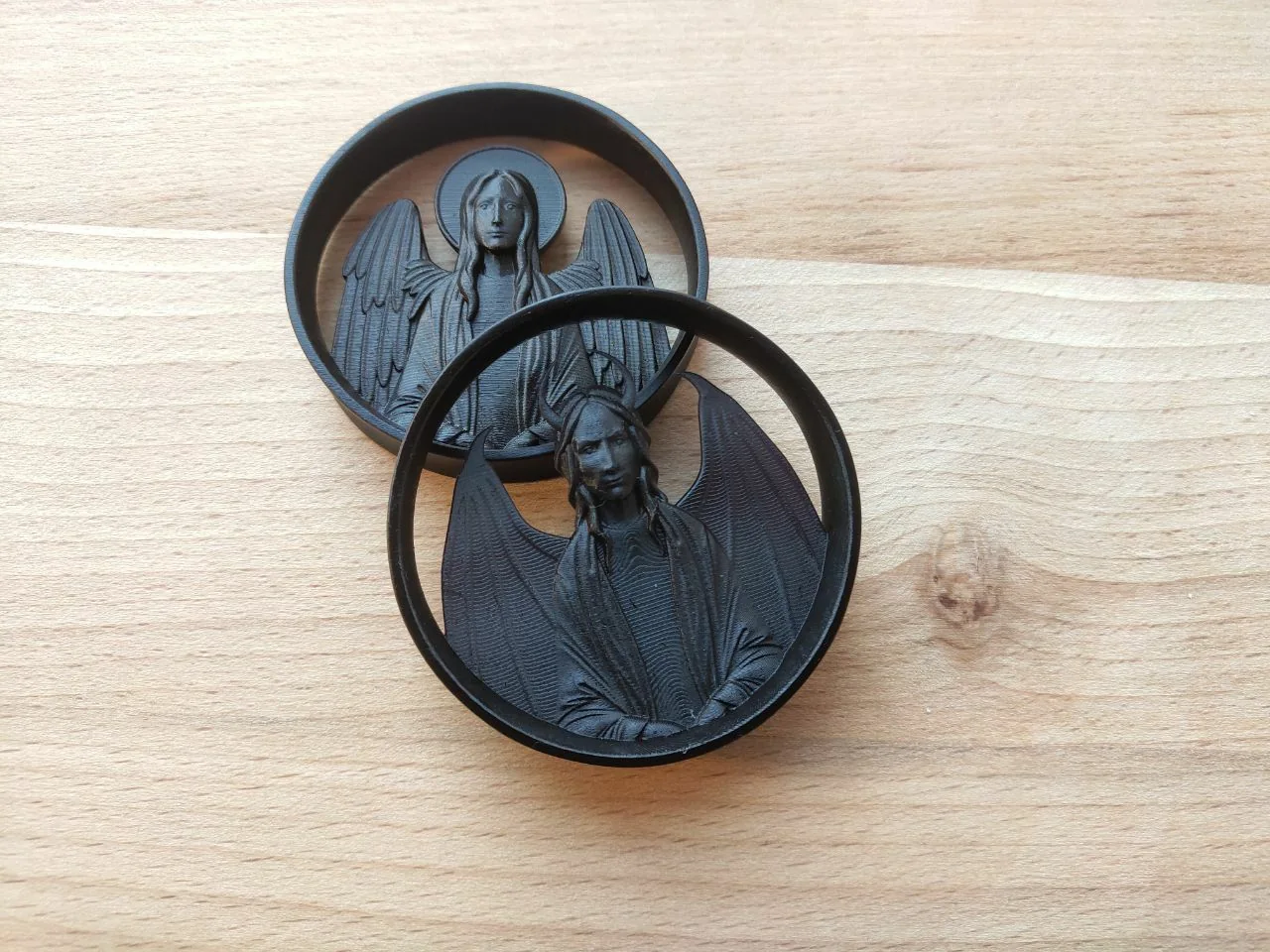 Angel and Demon - Double Flared Ear Tunnels