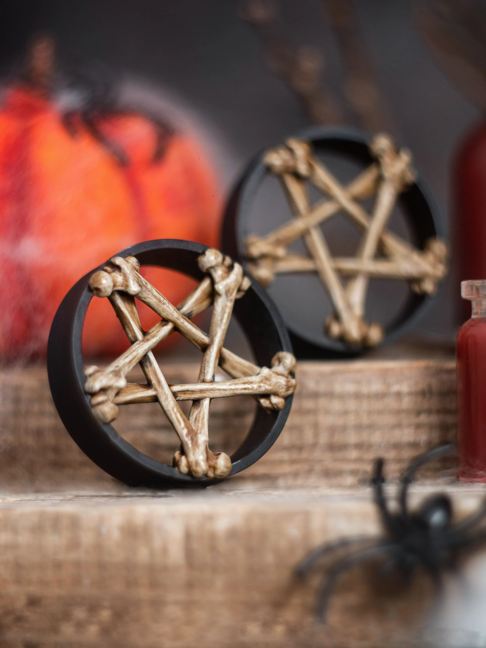 Bone Pentagram - Double Flared Ear Tunnels - Image 5