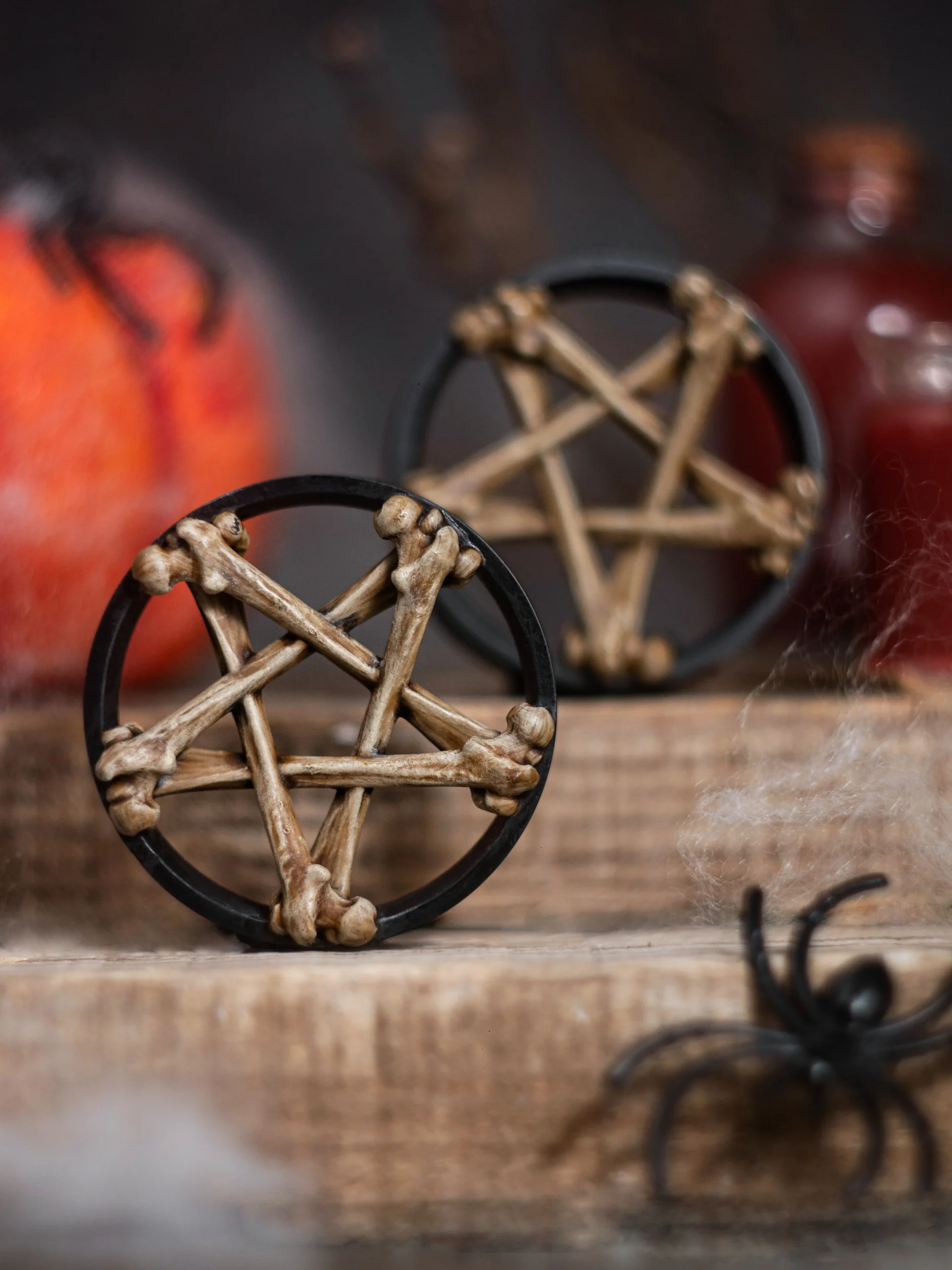 Bone Pentagram - Double Flared Ear Tunnels - Image 3