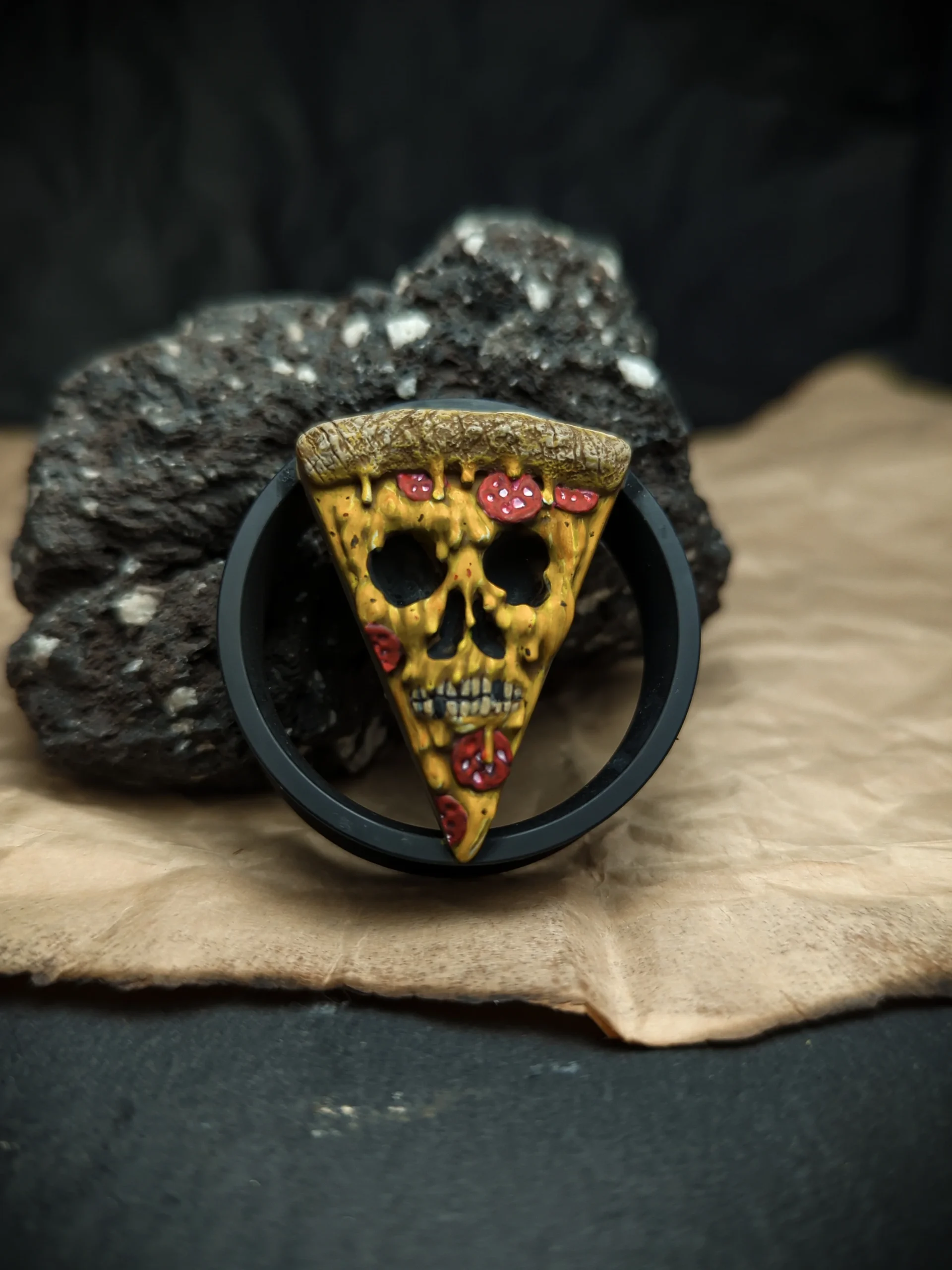 Pizza Skull - Double Flared Ear Tunnels - Image 2