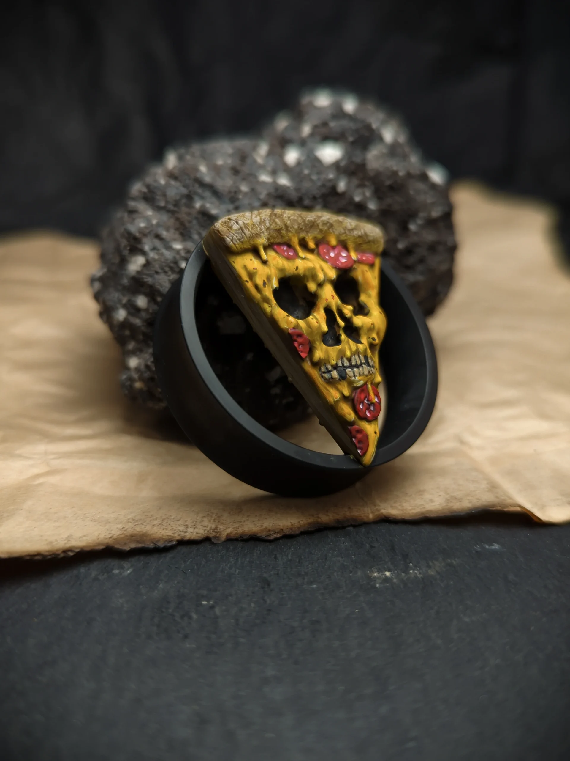 Pizza Skull - Double Flared Ear Tunnels - Image 3
