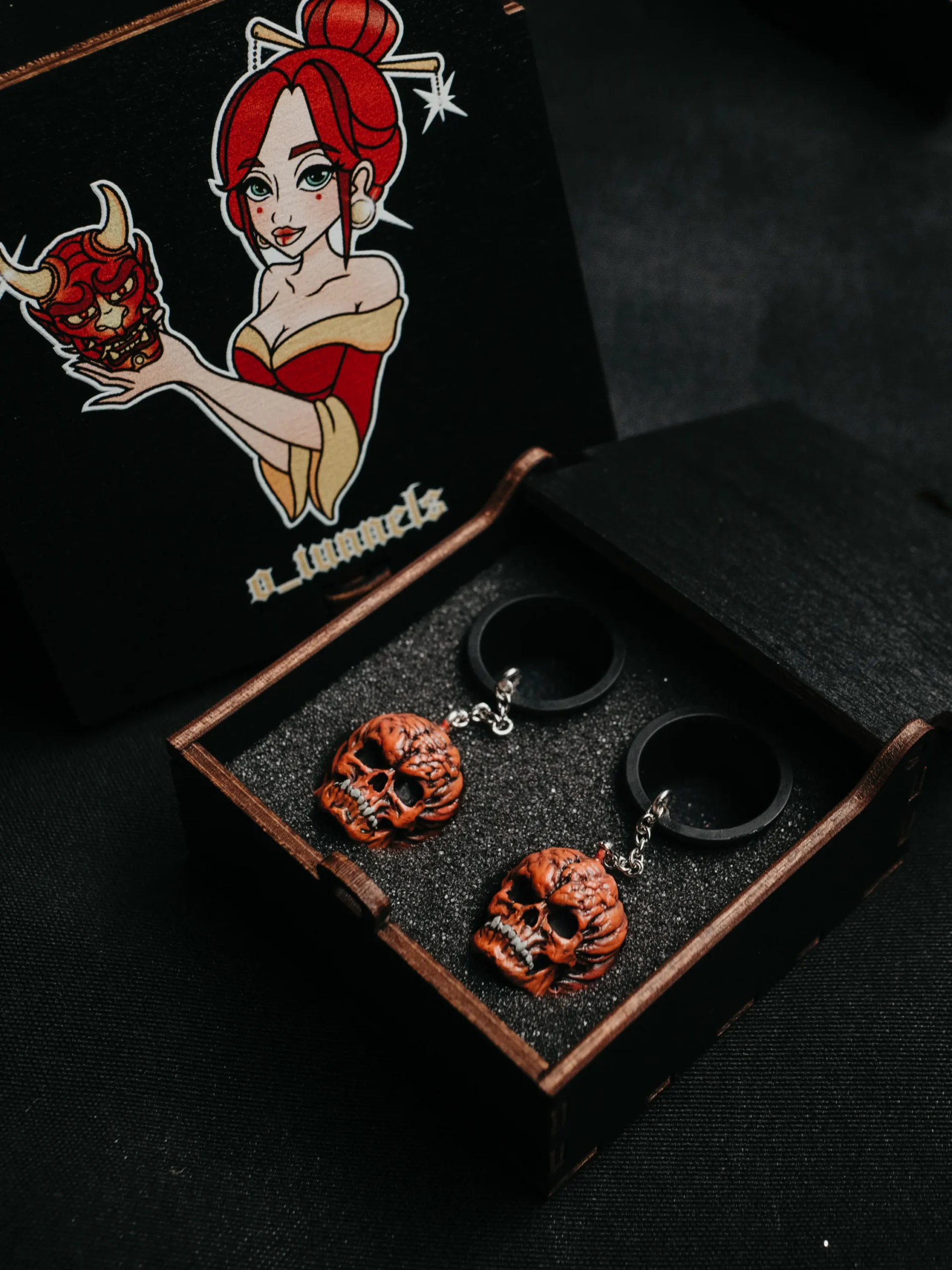 Tunnels with dangle Pumpkin Skull - Double Flared - Image 4