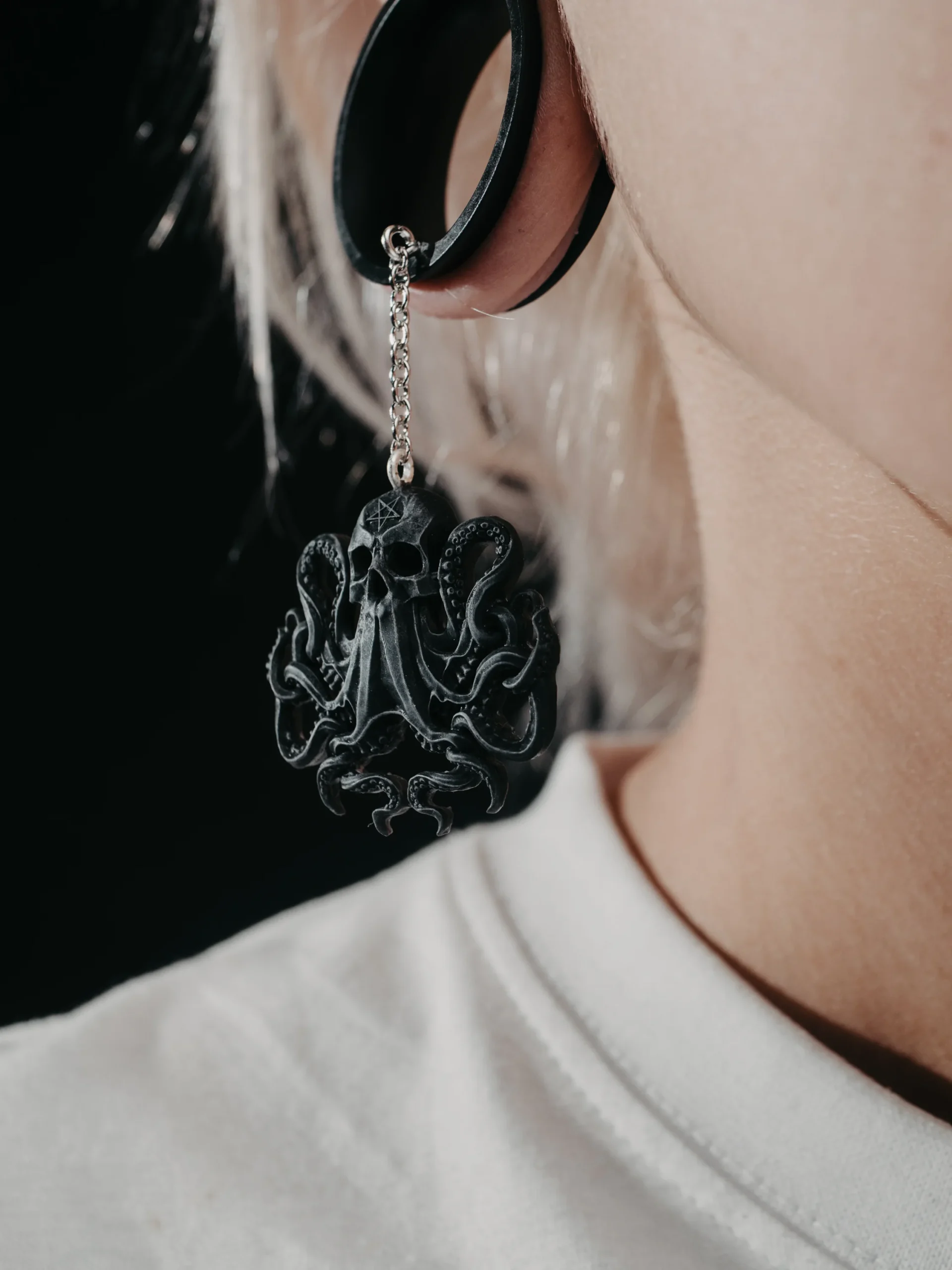 Tunnels with dangle Octopus Skull - Double Flared - Image 3