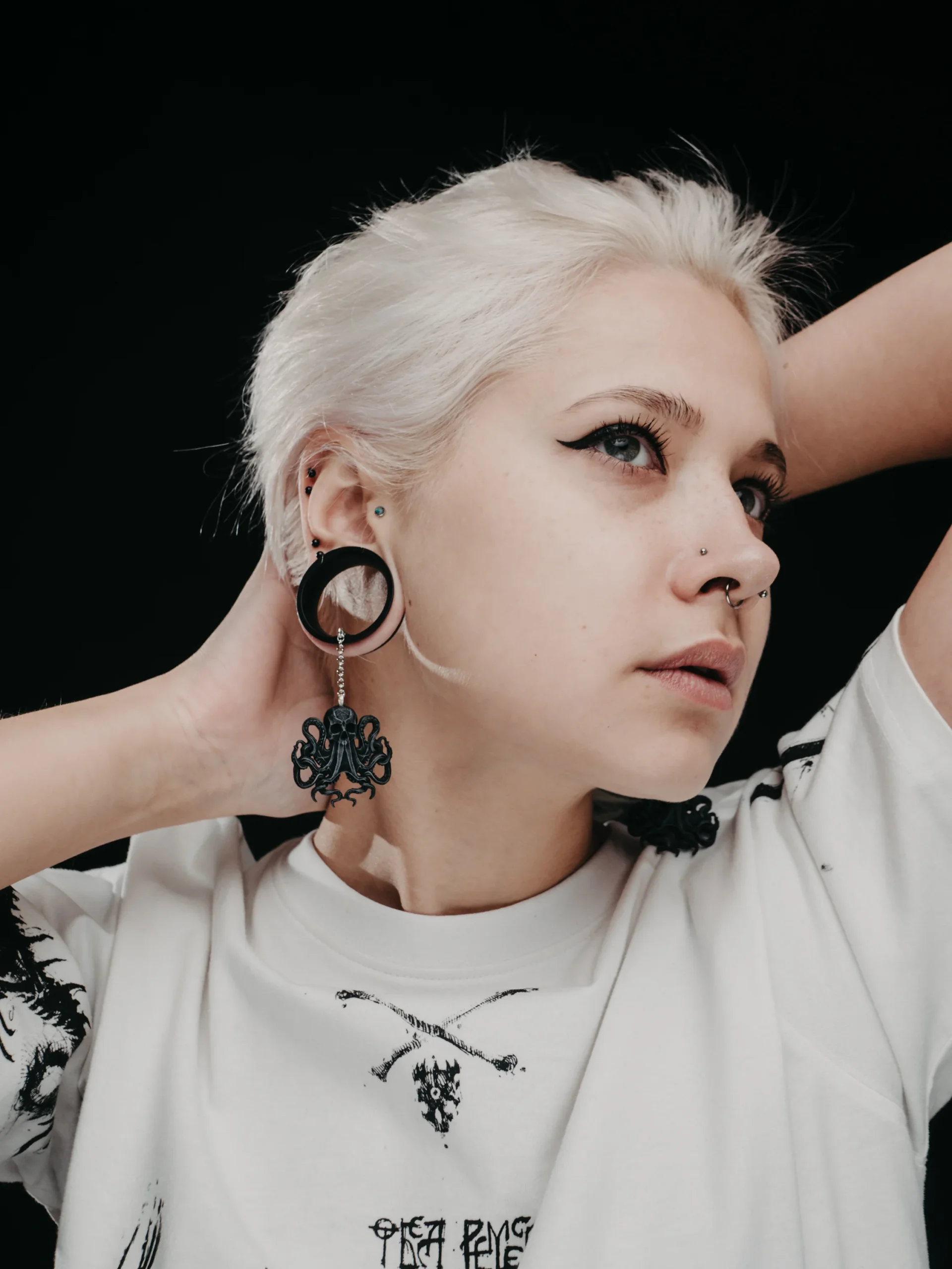 Tunnels with dangle Octopus Skull - Double Flared - Image 2