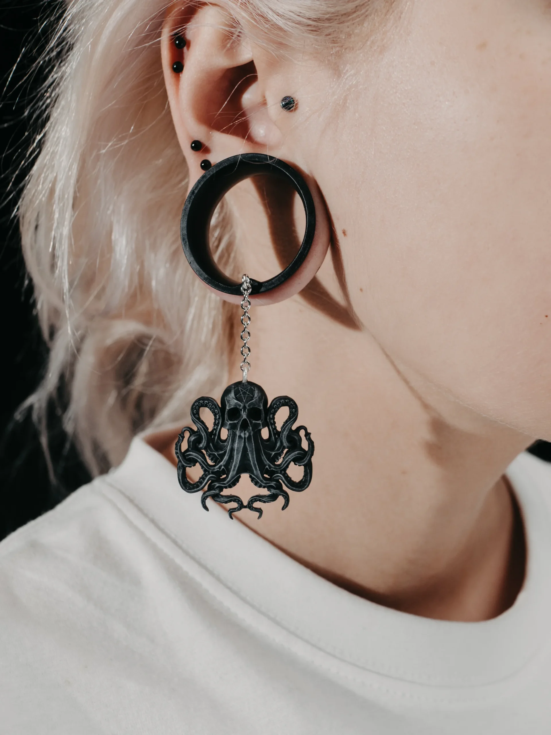 Tunnels with dangle Octopus Skull - Double Flared - Image 4