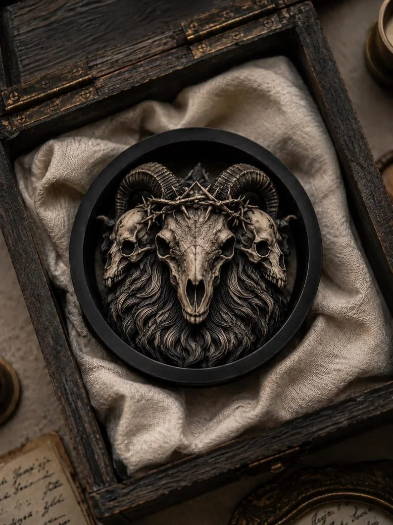 Crowned Ram Skull - Double Flared Ear Plugs