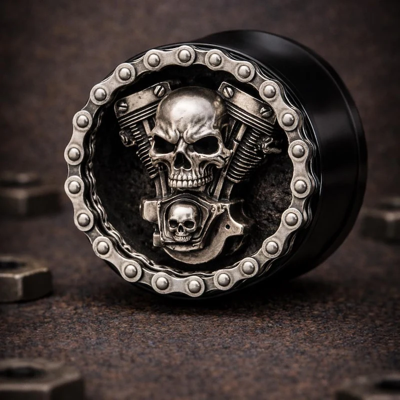 Skull Motorcycle Engine - Double Flared Ear Plugs